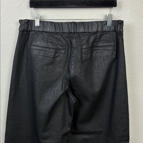 American Eagle Jeans Wide Leg High Rise Black Coated Trouser Pants 10 - Picture 5 of 8